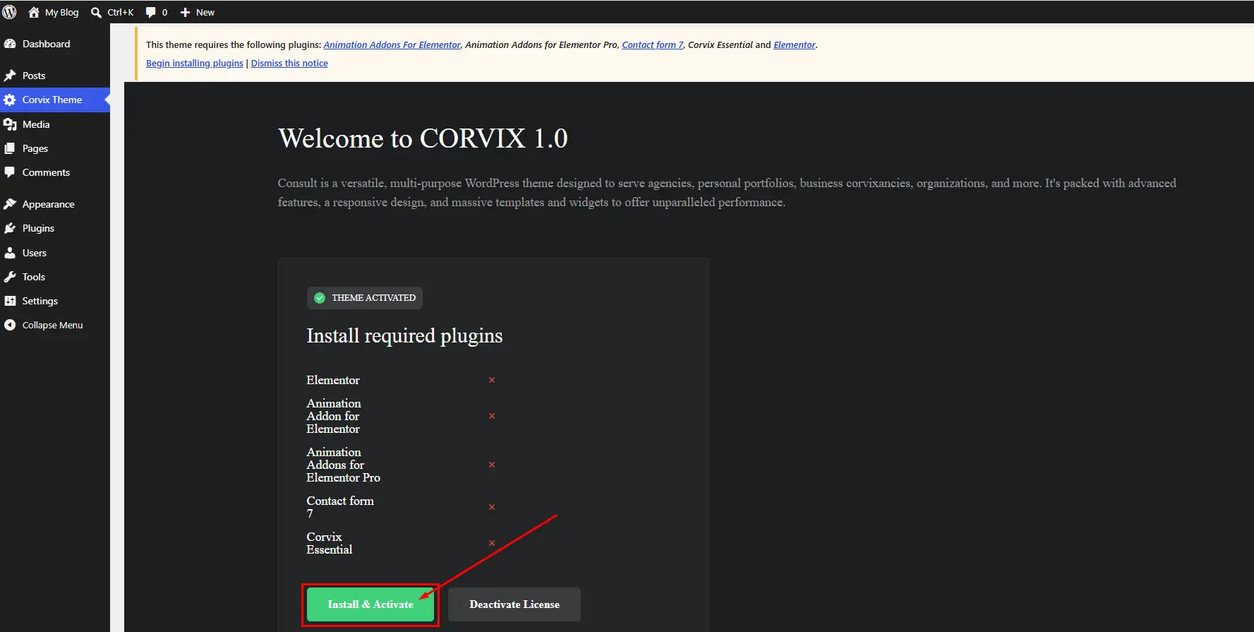 required plugins