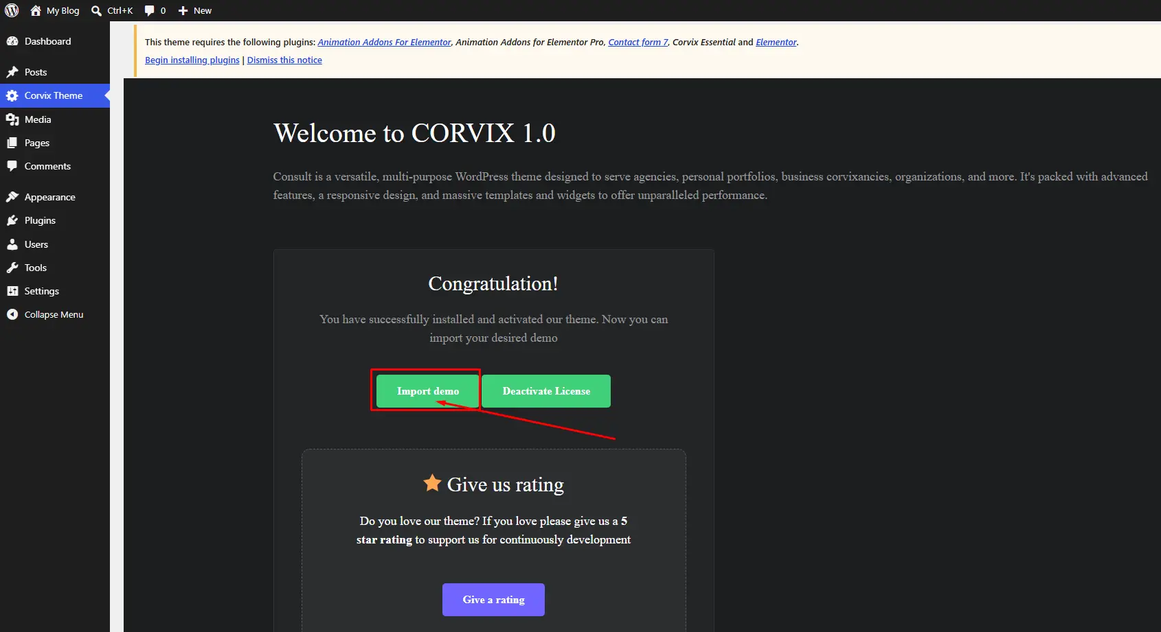 congratulations screen